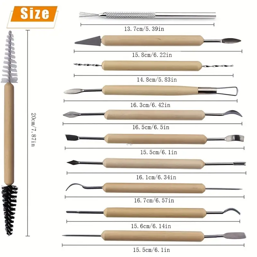 11pcs/set Pottery Tools  Wood  - Wood Chisel Set ulasan dan harga