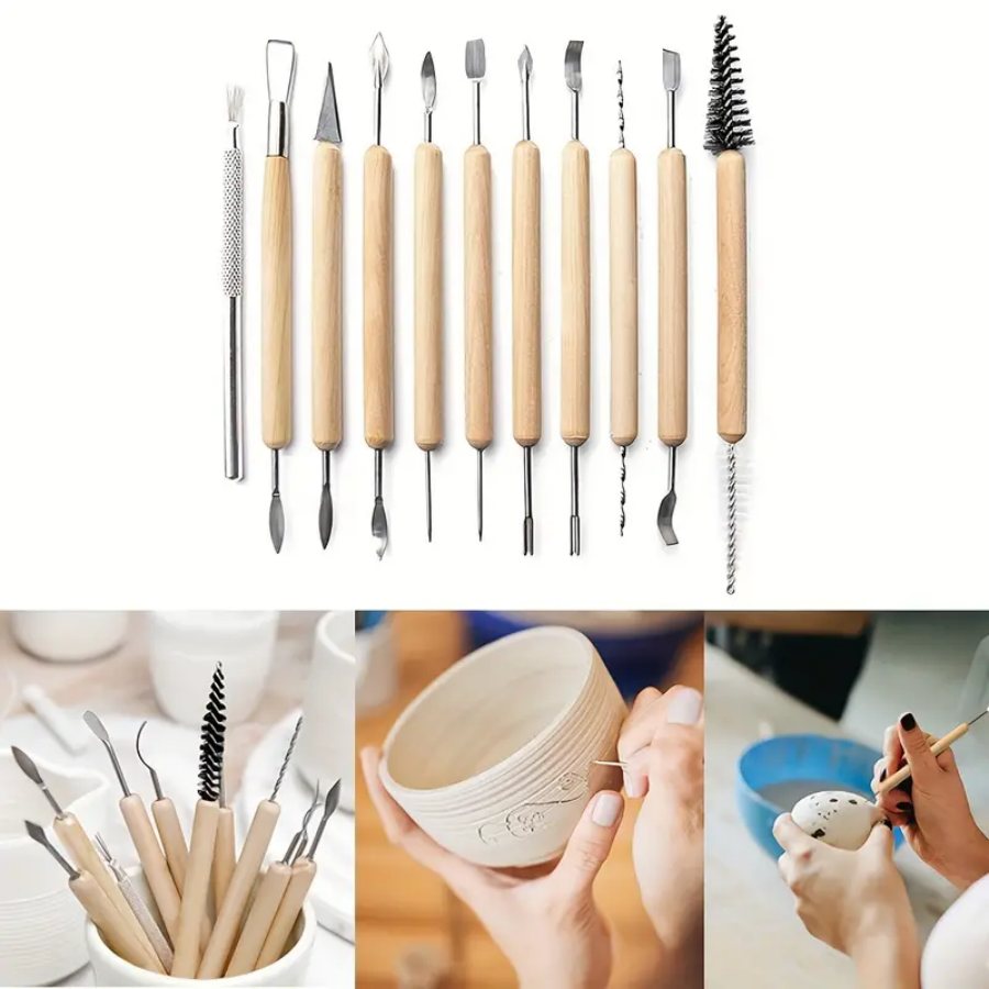 11pcs/set Pottery Tools  Wood  - Wood Chisel Set ulasan dan harga