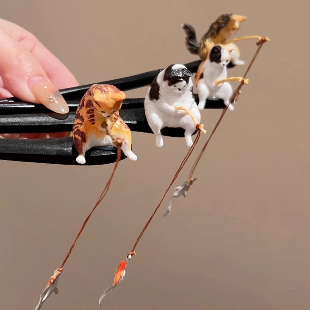 Cute Cat Fishing Wooden Hair S - Woodworking For Kids ulasan dan harga