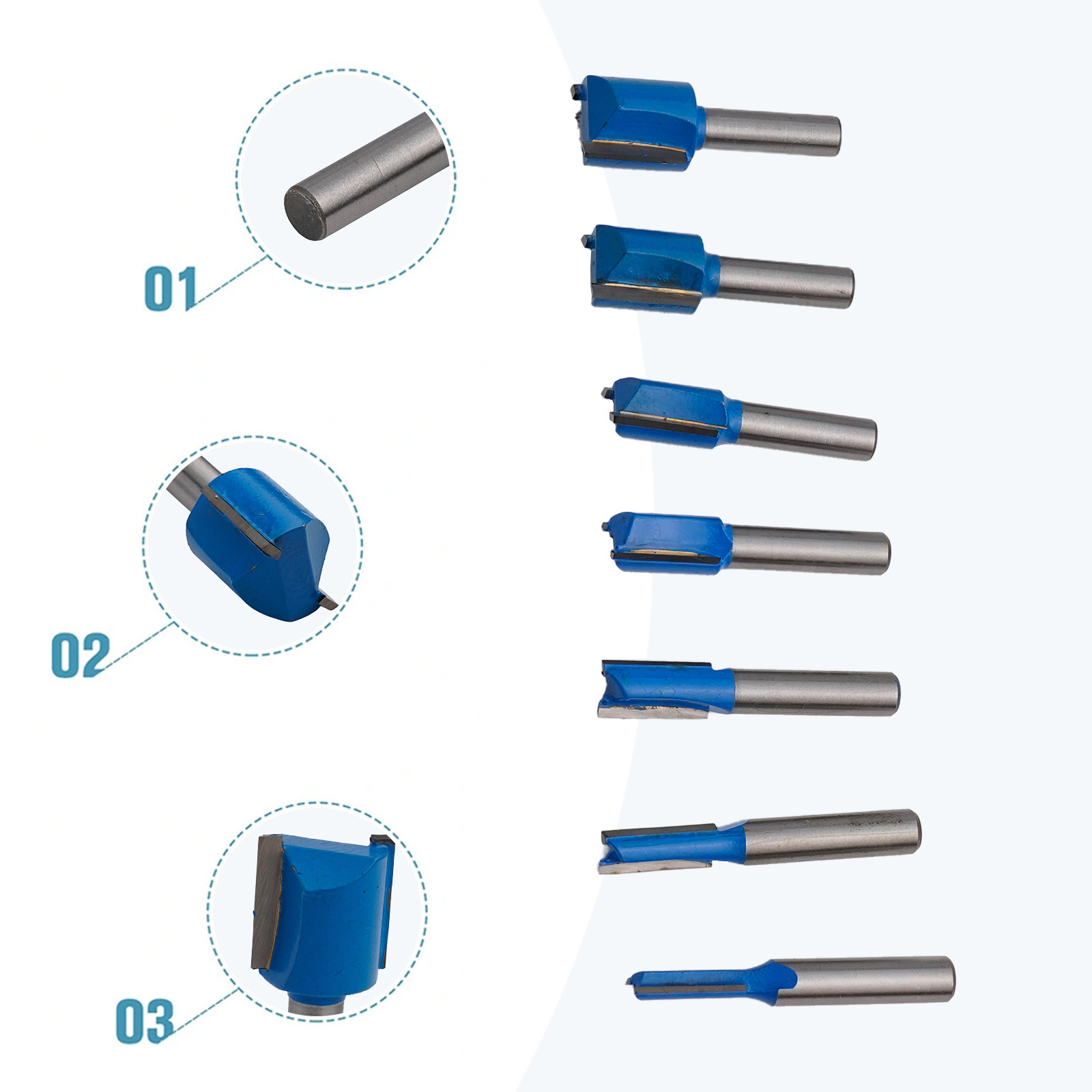 7pcs Milling Cutter Solid Hard - Woodworking Kickback ulasan dan harga