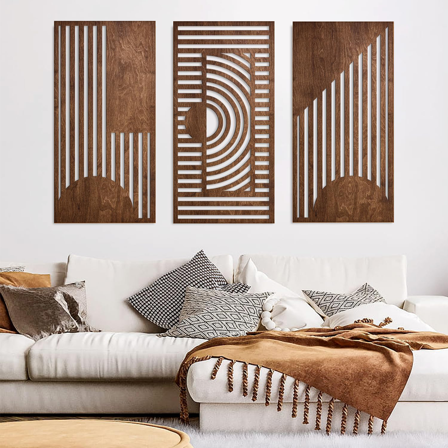 3 Pcs Geometric Wood Wall Art  - Wood Chisel Set ulasan dan harga