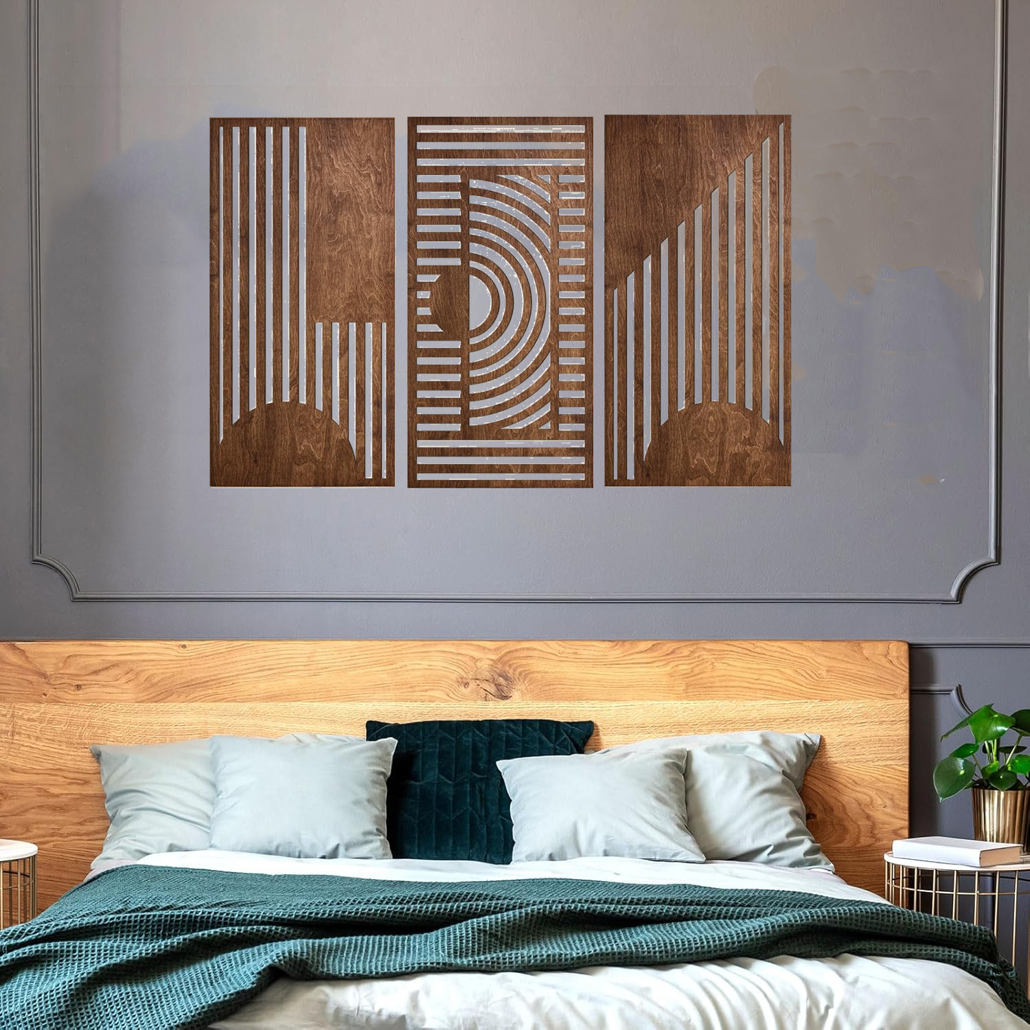 3 Pcs Geometric Wood Wall Art  - Wood Chisel Set ulasan dan harga
