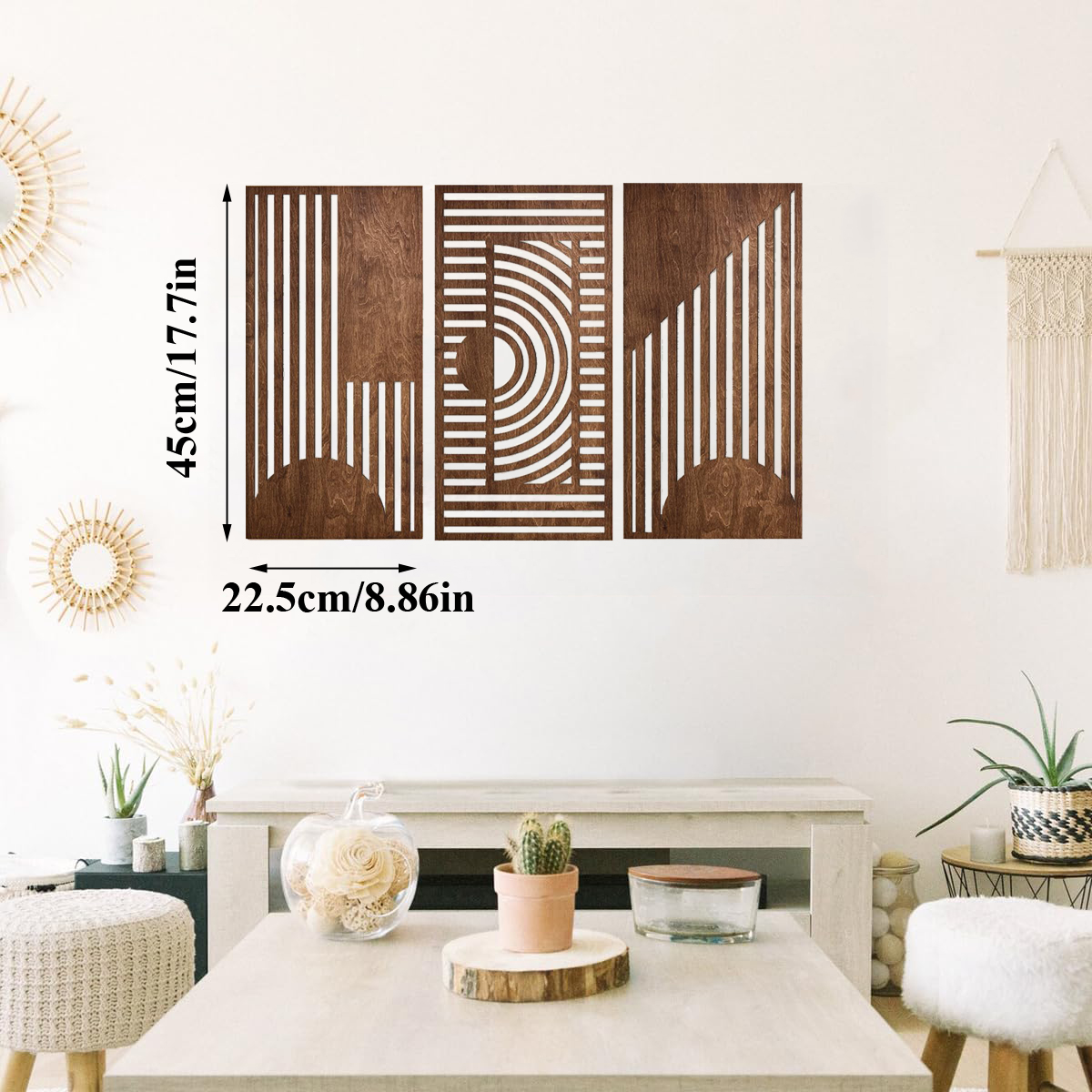 3 Pcs Geometric Wood Wall Art  - Wood Chisel Set ulasan dan harga