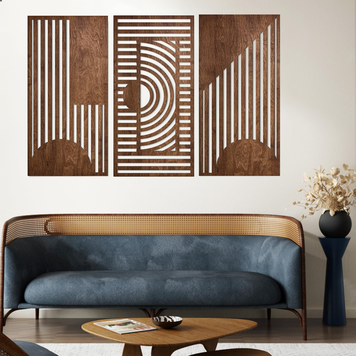 3 Pcs Geometric Wood Wall Art  - Wood Chisel Set ulasan dan harga