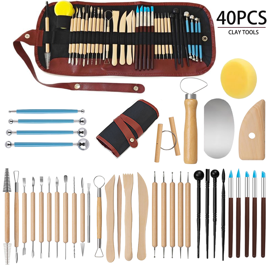 25/40Pcs Pottery & Clay Sculpt - Wood Chisel Set ulasan dan harga